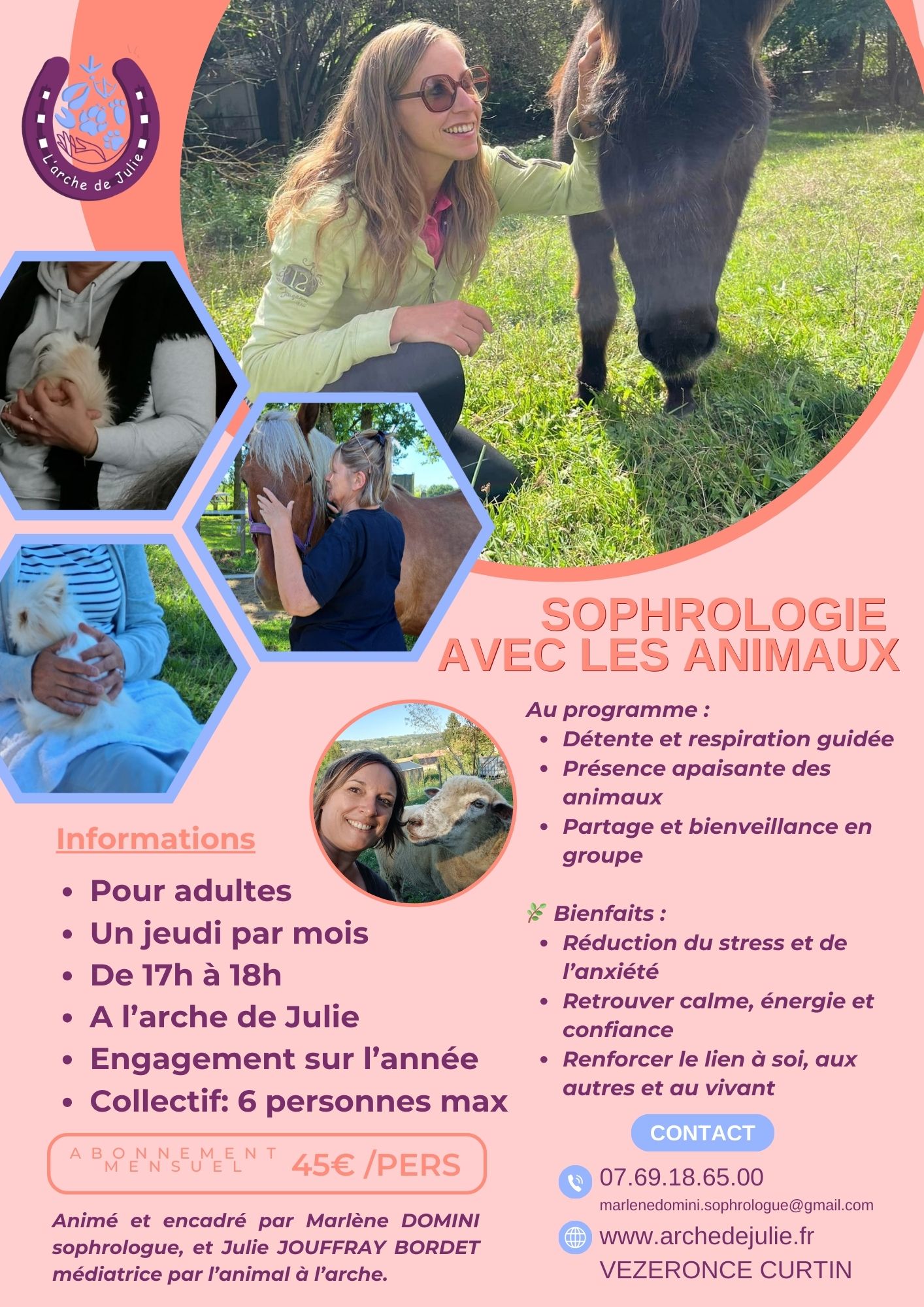 Ateliers sophrologie avec les animaux pour adultes en collectif