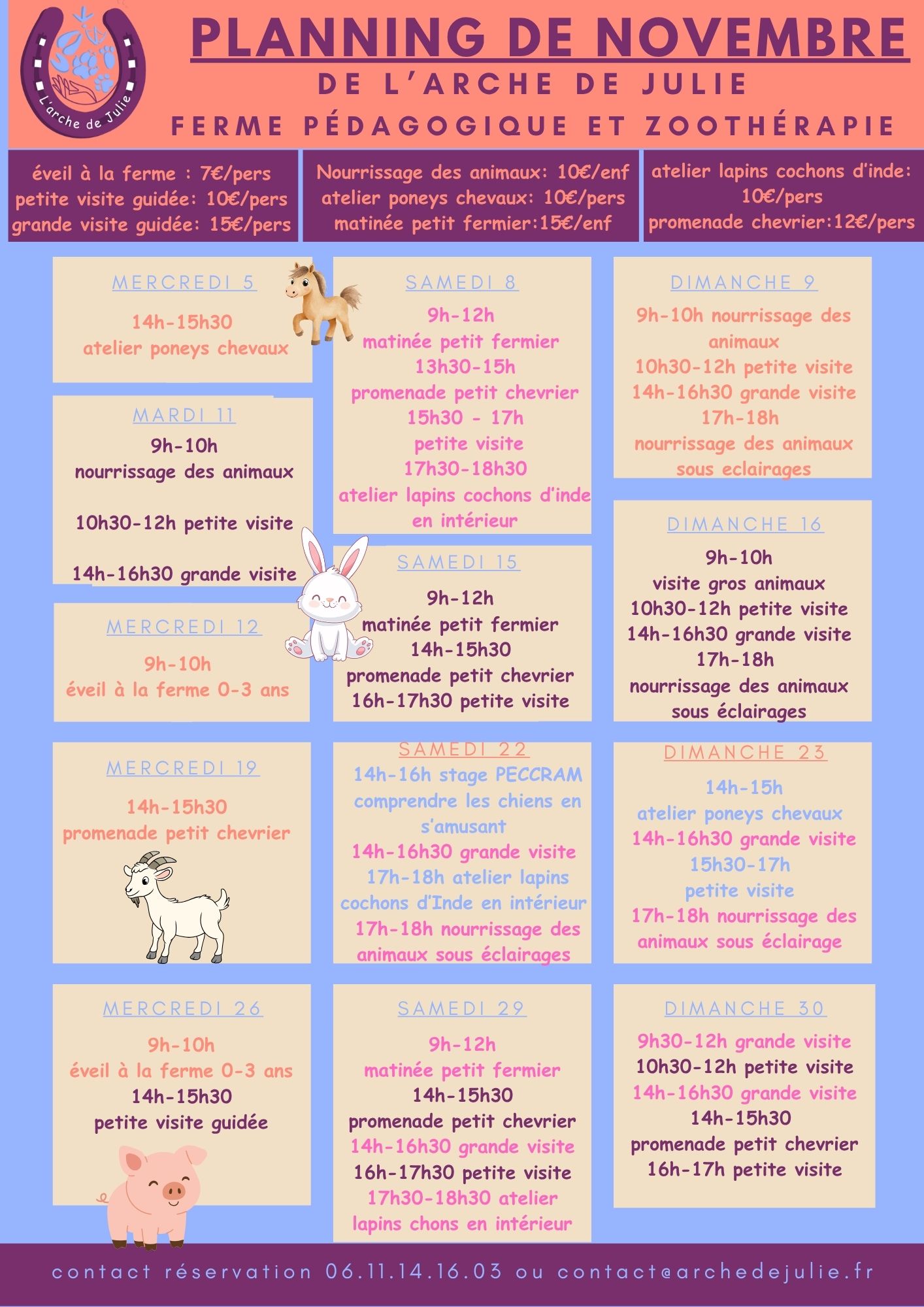 Planning du mois de novembre 2025