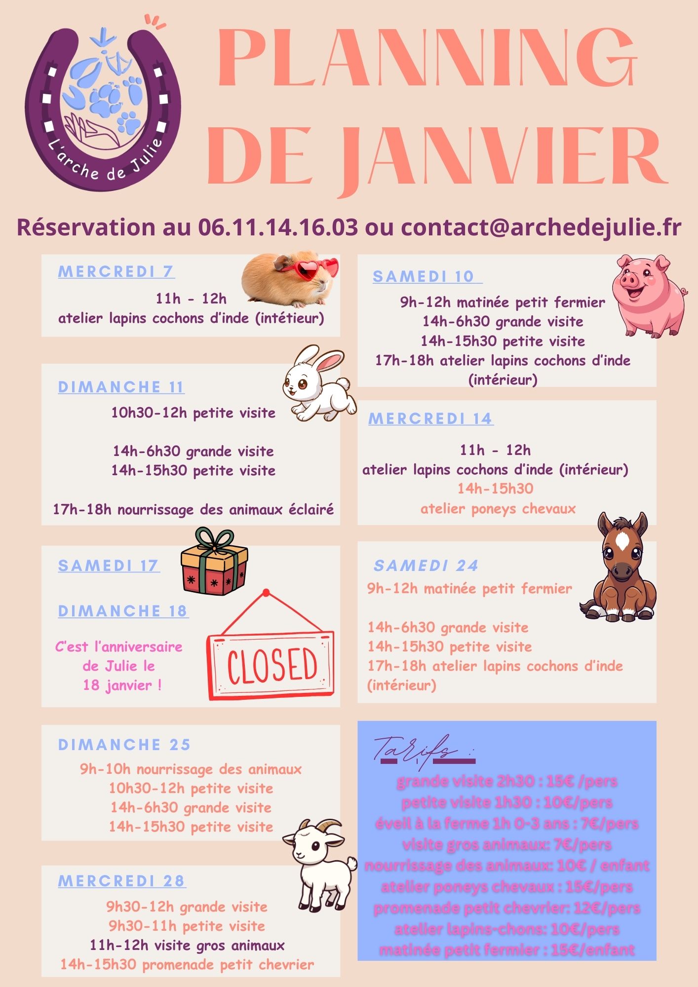 Planning de janvier 2026
