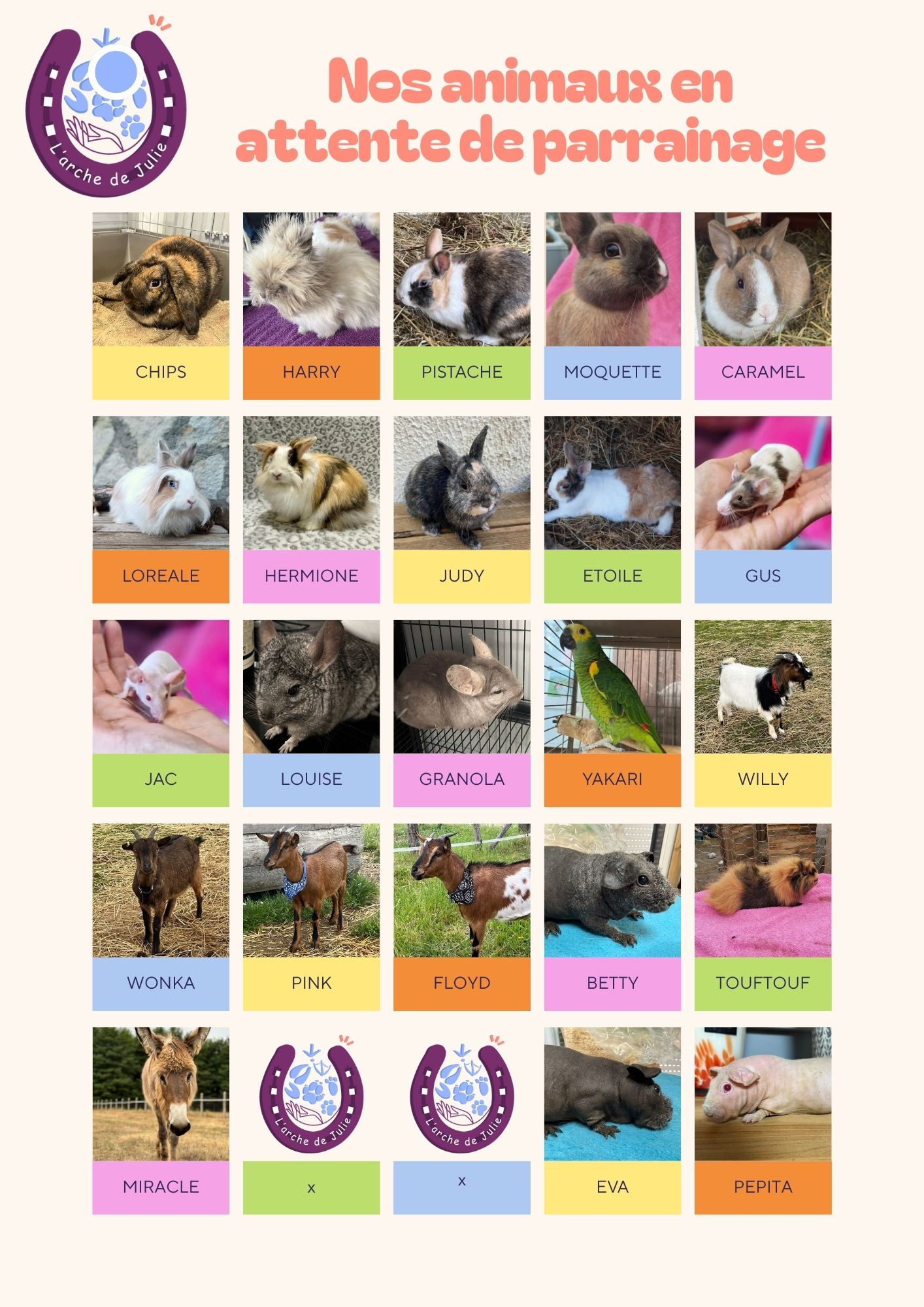 Nos animaux en attente de parrainage