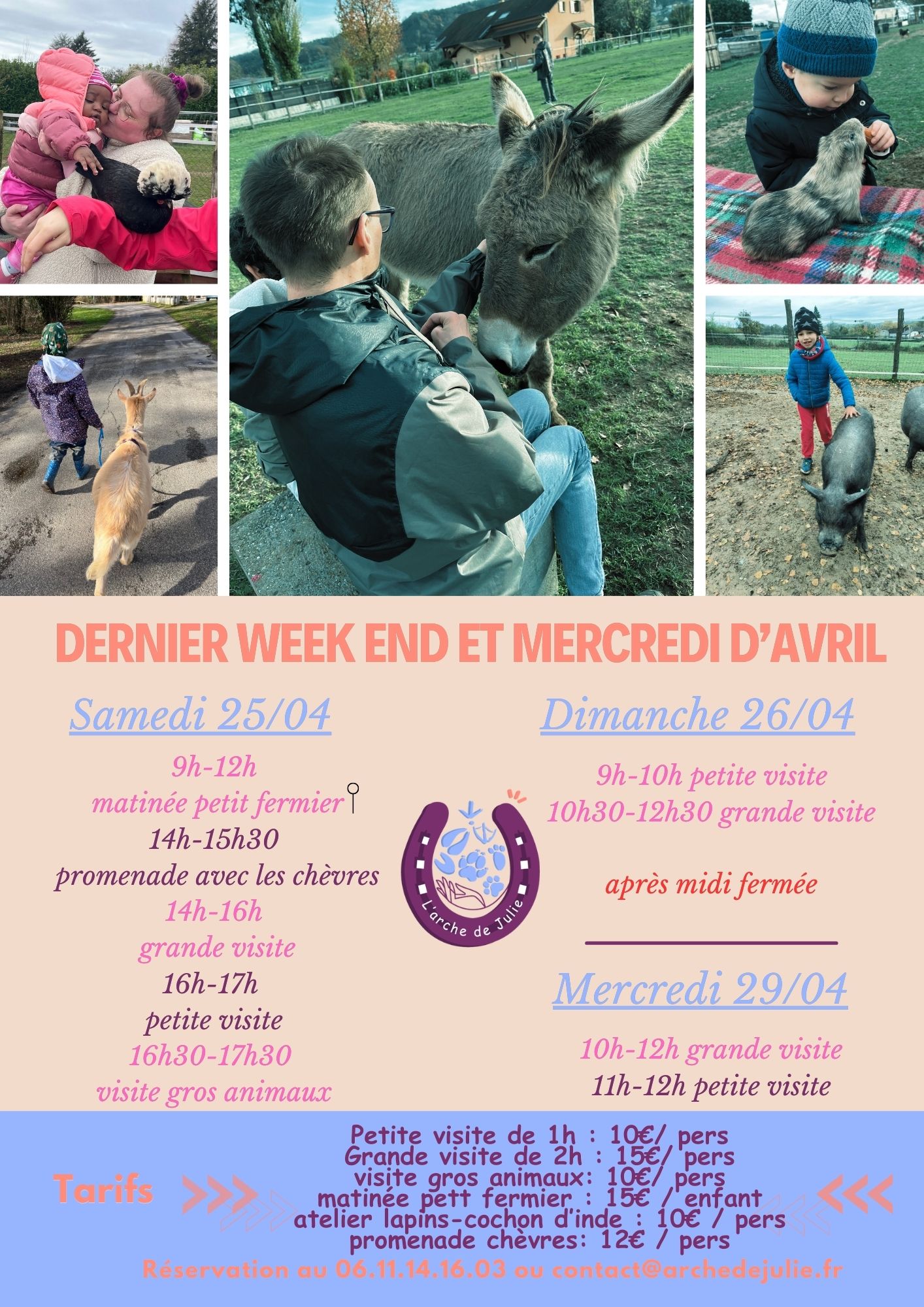 planning dernier week end et mercredi d'avril 2026