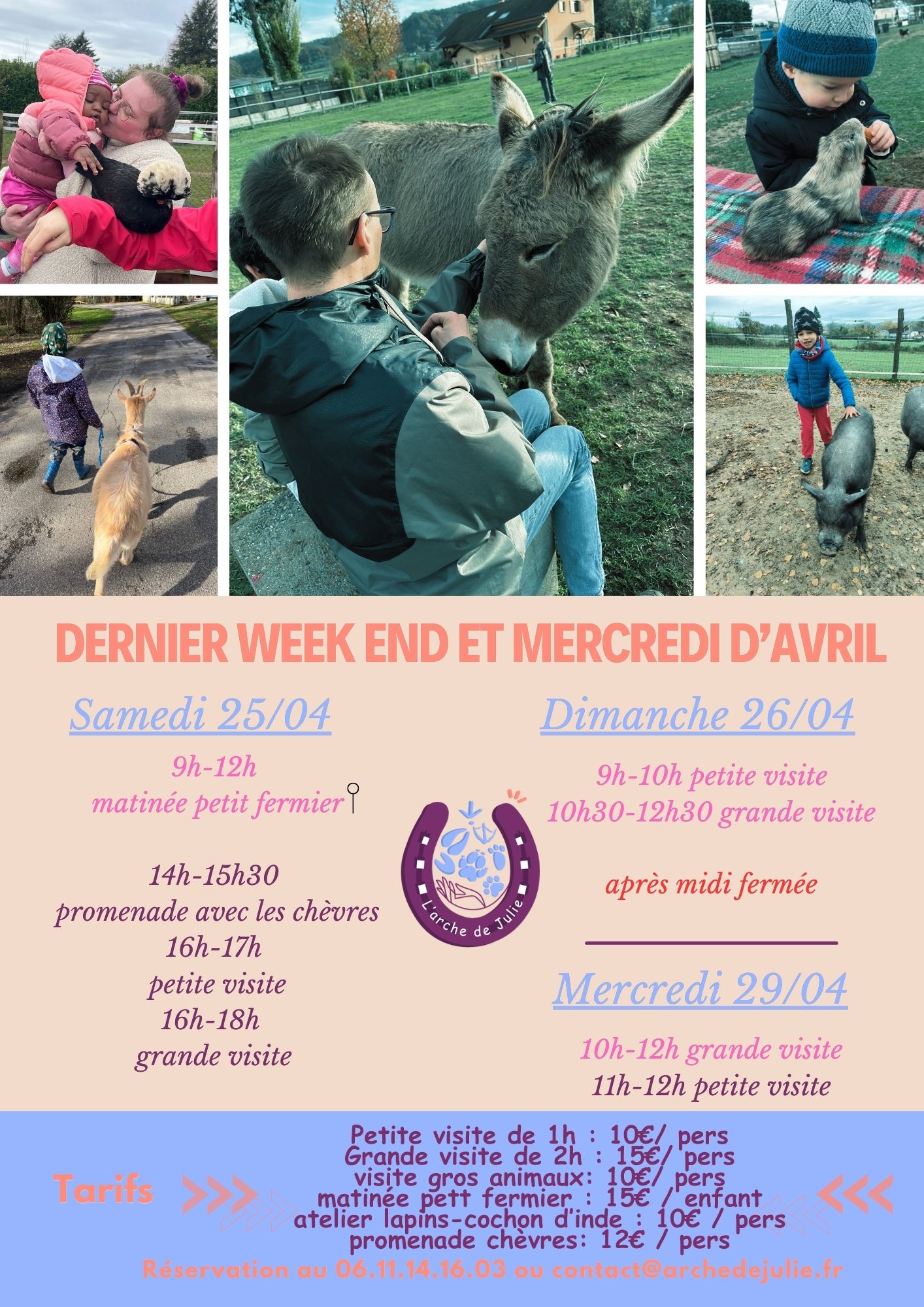 planning dernier week end et mercredi d'avril 2026
