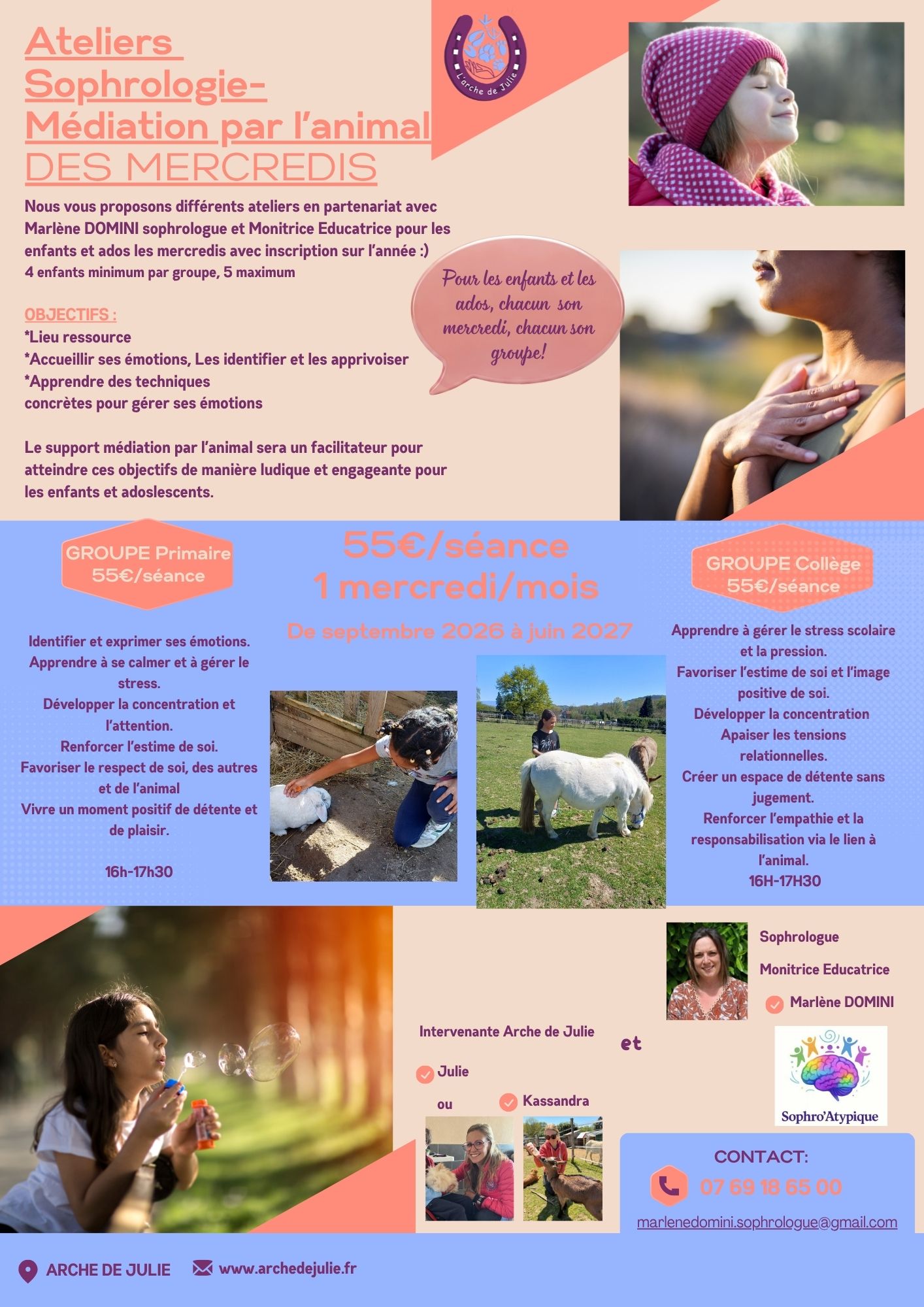 Groupes de sophrologie et médiation par l'animal en collectif