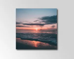 foam photo tile featuring a low sunset over waves