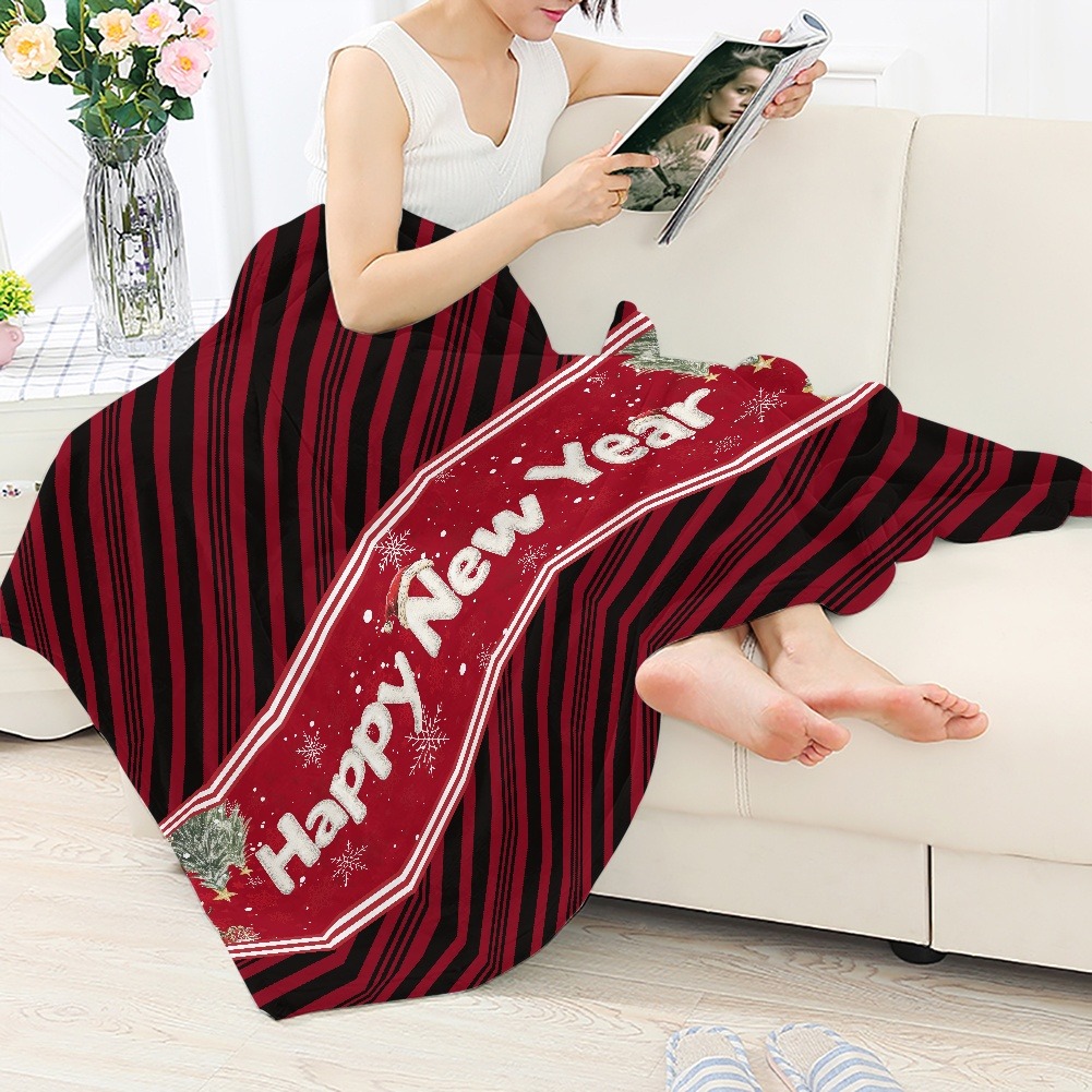 Personalized blanket with a family quote showing real-feel warmth and quality.