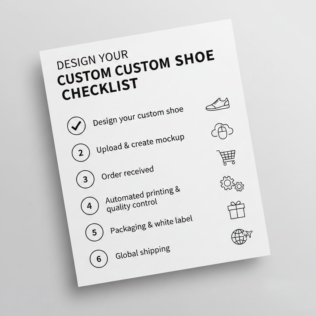 GearLaunch print-on-demand workflow for personalized footwear showing design, printing, packaging, and global shipping advantages