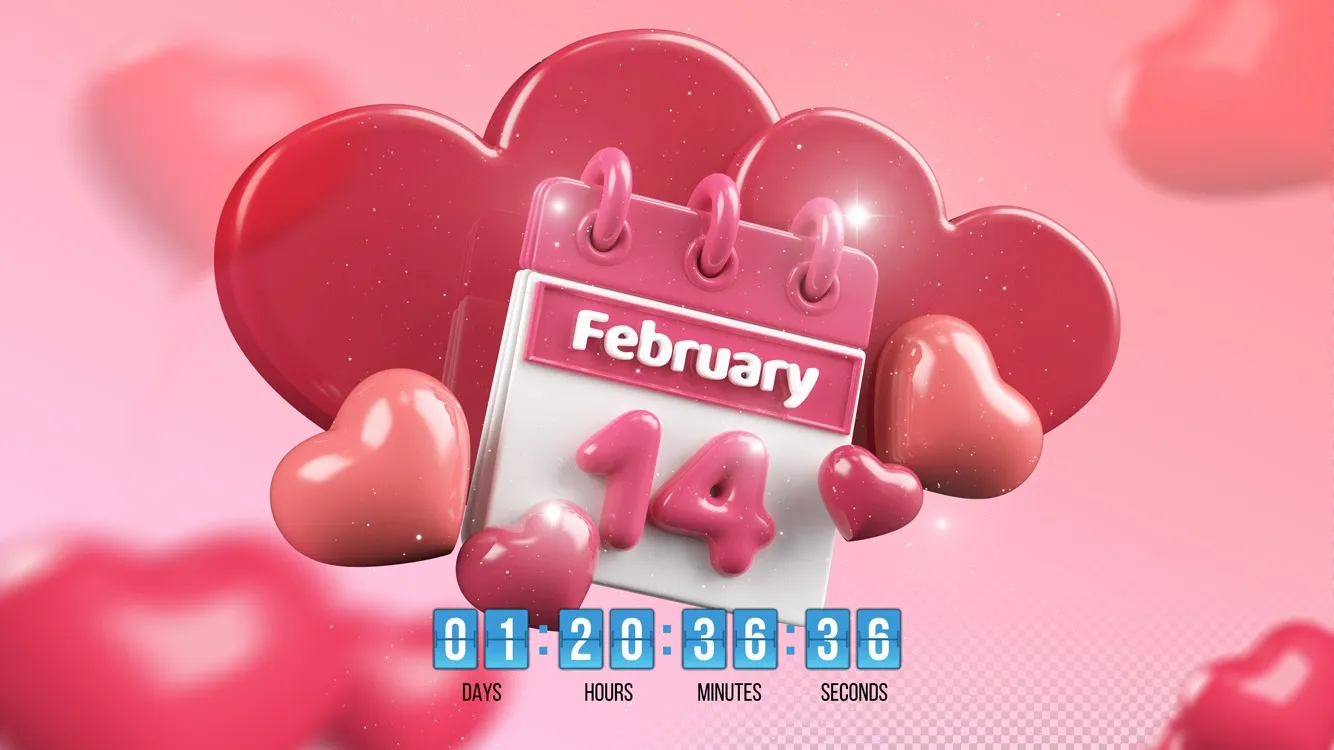 Valentine’s Day limited-time promotion graphic with order deadline countdown.