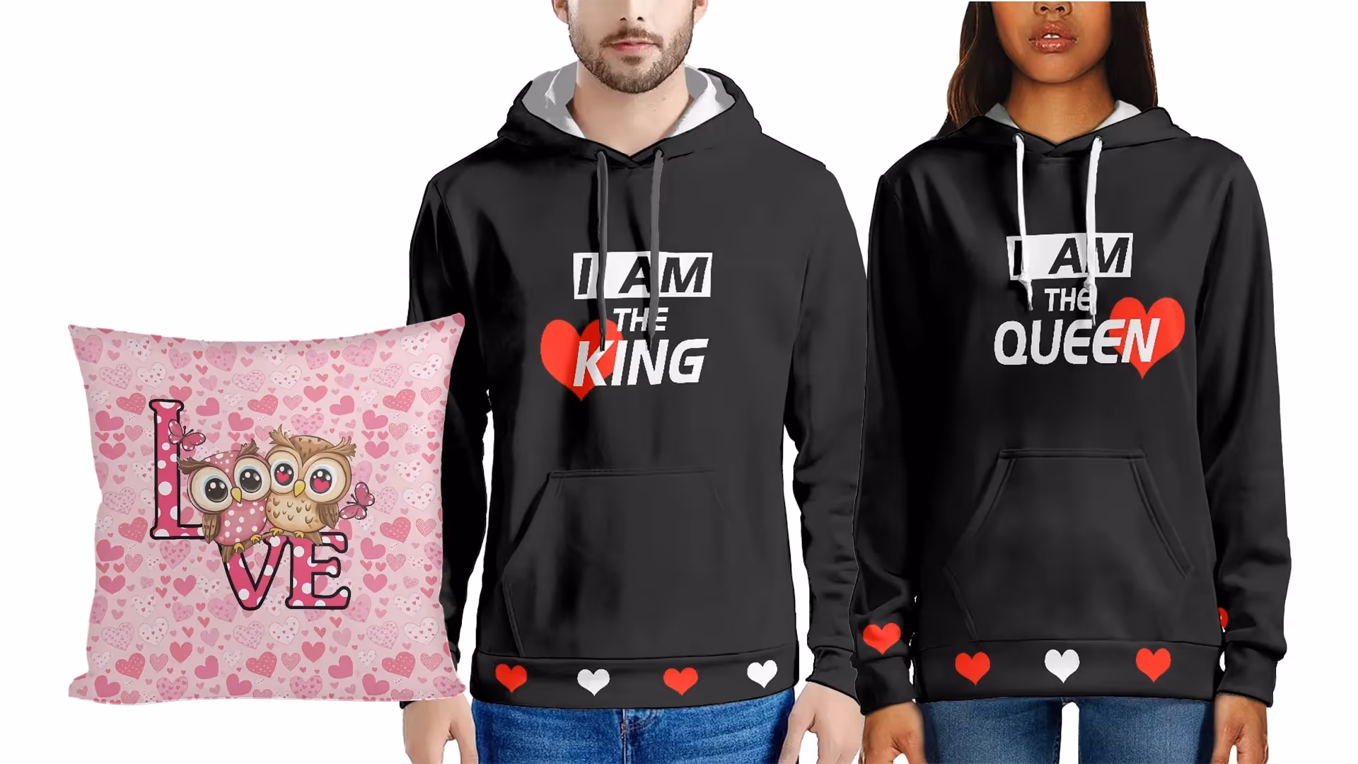 Valentine’s POD bundles including apparel, mugs, pillows, and ornaments