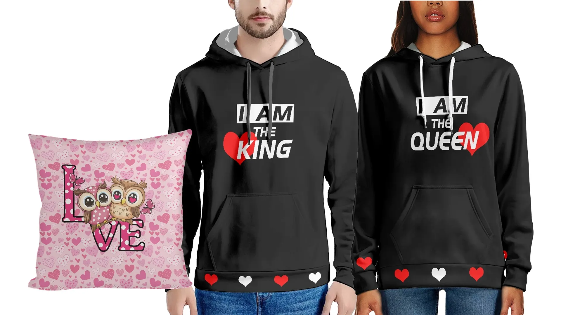 Valentine’s POD bundles including apparel, mugs, pillows, and ornaments