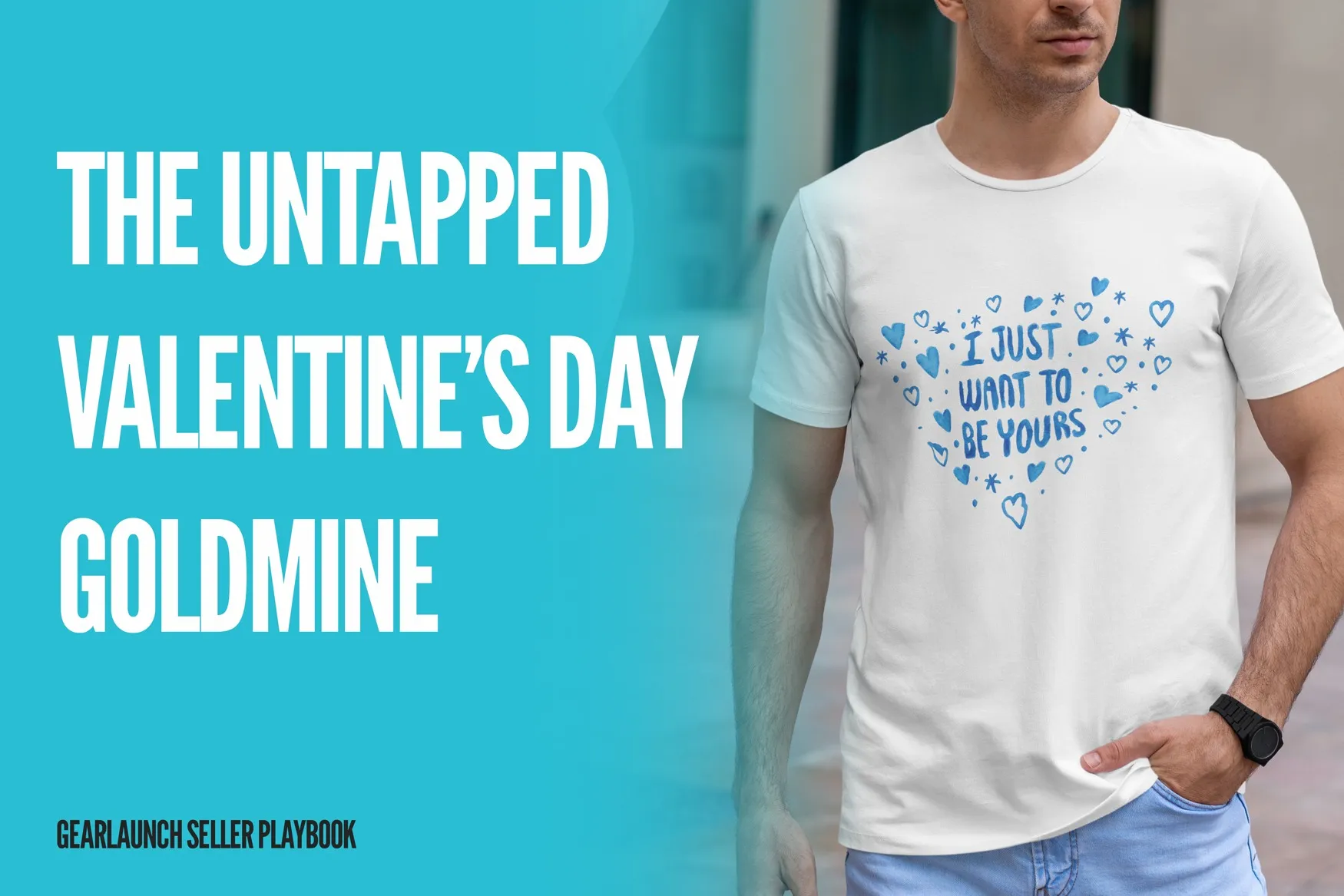 Valentine-themed POD product flat-lay with text title