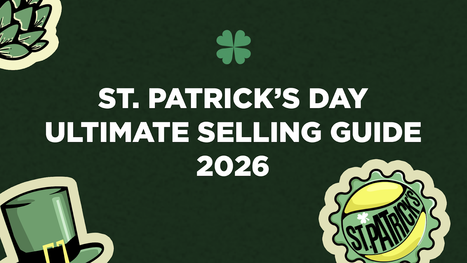 St. Patrick’s Day print-on-demand products on a modern emerald gradient background.