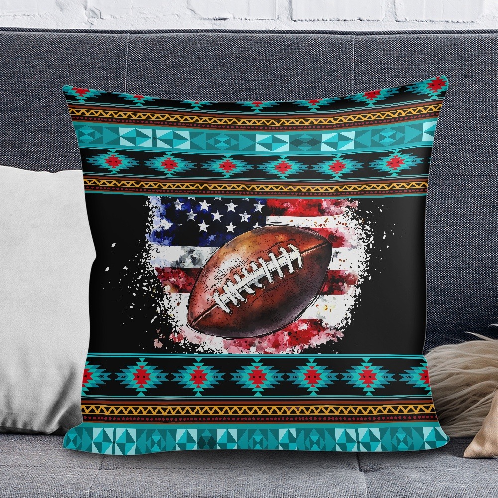 Watch party merchandise with football-themed pillow for home decor products.
