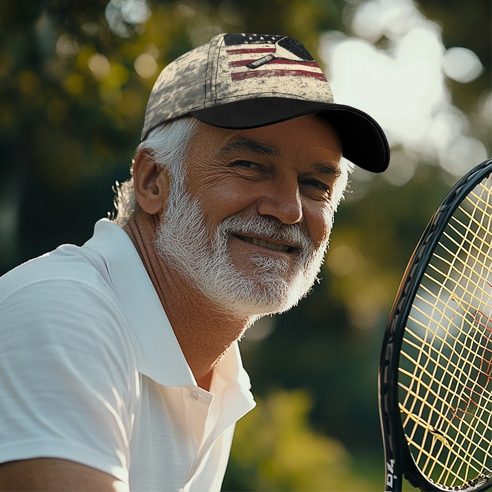 All-over print baseball cap with curved visor and full-surface design.