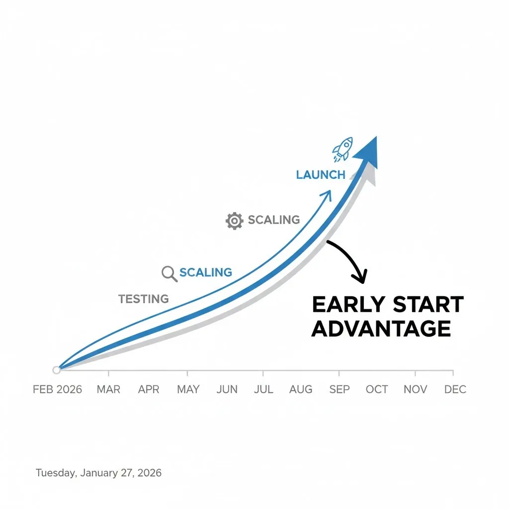 Timeline graphic showing early planning advantages for America 250 sales.