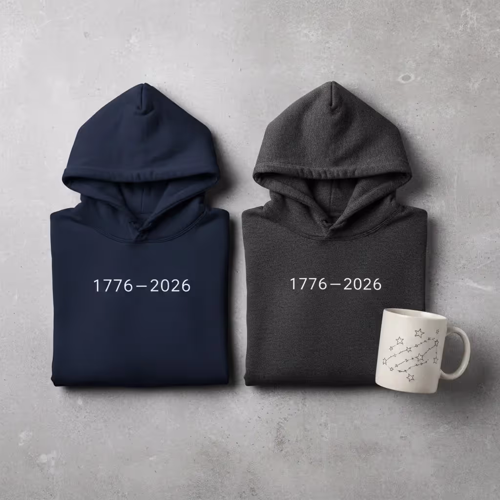 Minimalist and inclusive patriotic merchandise designed for America’s 250th anniversary