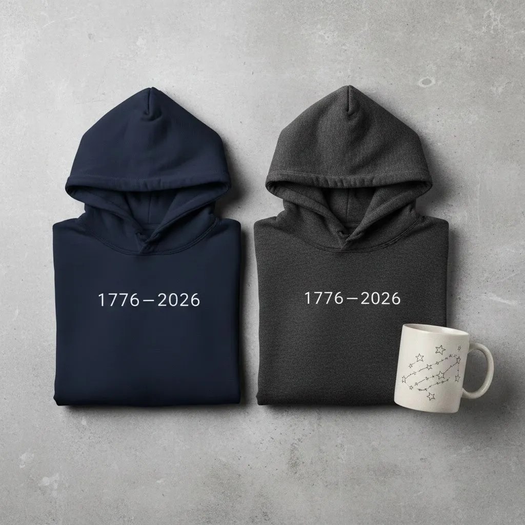 Minimalist and inclusive patriotic merchandise designed for America’s 250th anniversary