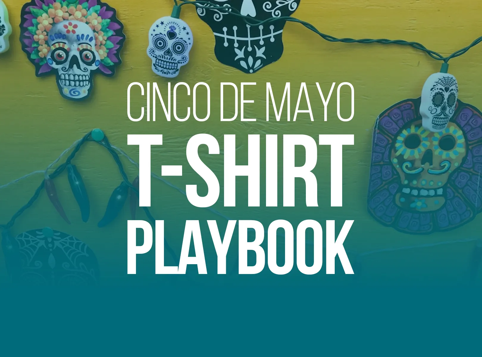 Three premium Cinco de Mayo themed t-shirts arranged in a flat lay, representing different design themes from the GearLaunch 2026 guide.