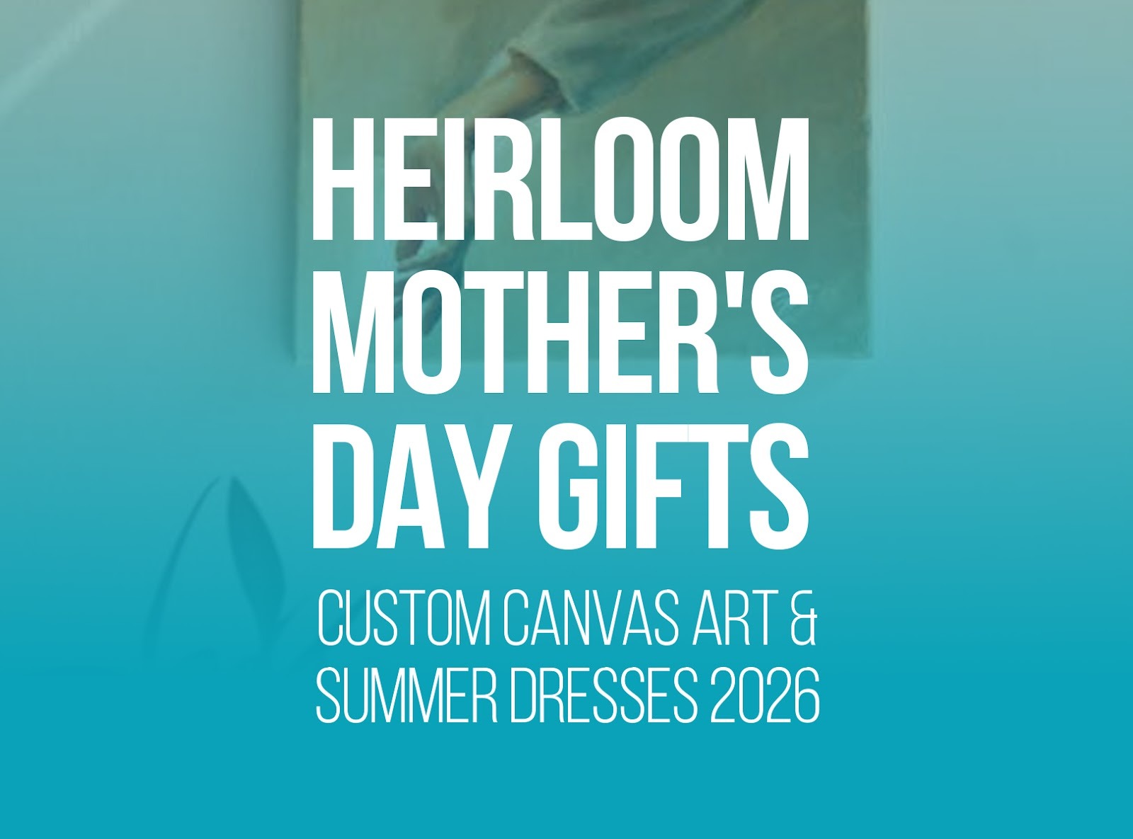 Premium custom canvas wall art and personalized floral summer dress set in a bright, modern living room for Mother's Day.