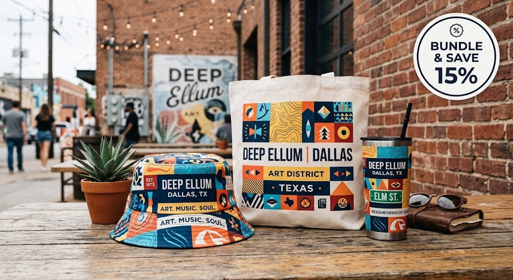 Coordinated soccer fan merchandise bundle including hat, bag, and tumbler for Dallas host city fans.