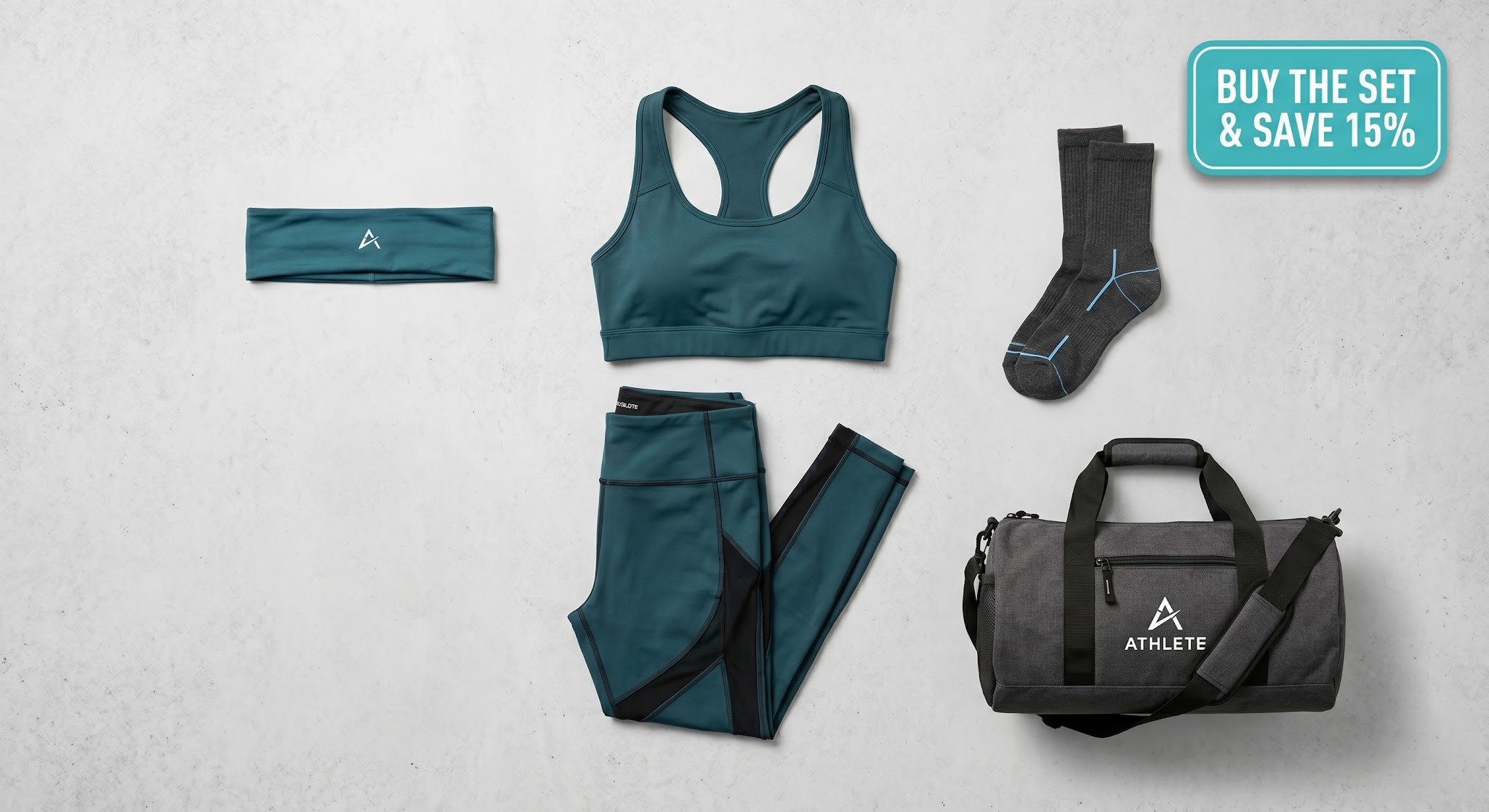 Coordinated fan athleisure set showing matching leggings and top to encourage bundling and higher AOV. 