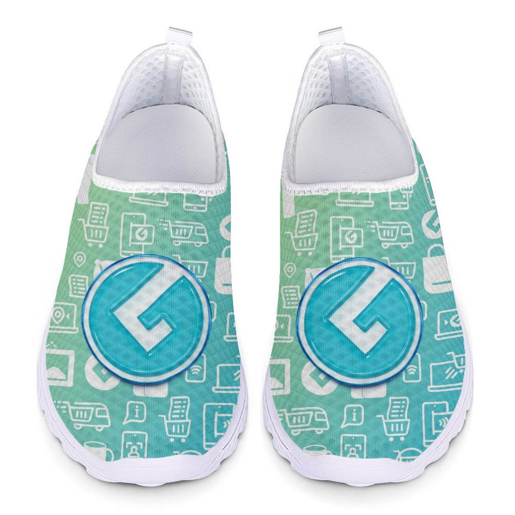 A mesh running sneaker mockup showing localized side-panel print placement optimized for daily use durability.