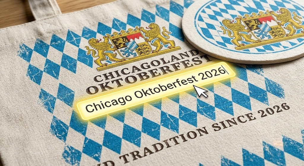 Close-up of authentic Bavarian Oktoberfest designs on a canvas tote and coaster featuring personalization. 