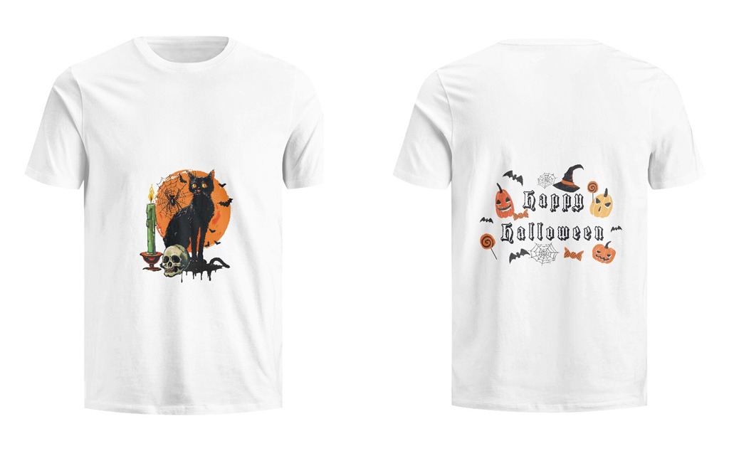 Front and back dual customization view for pure cotton white print-on-demand t-shirt