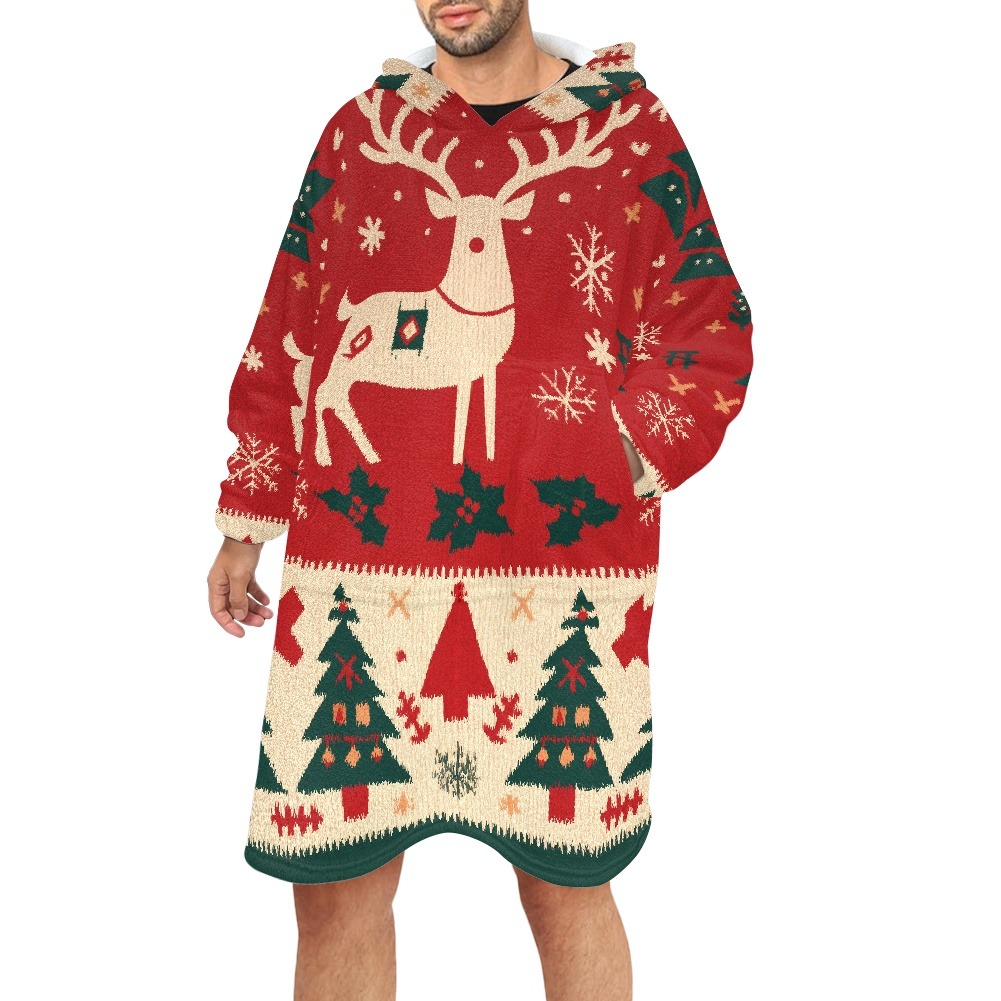 Family matching blanket sweaters and holiday pajamas print-on-demand collection.