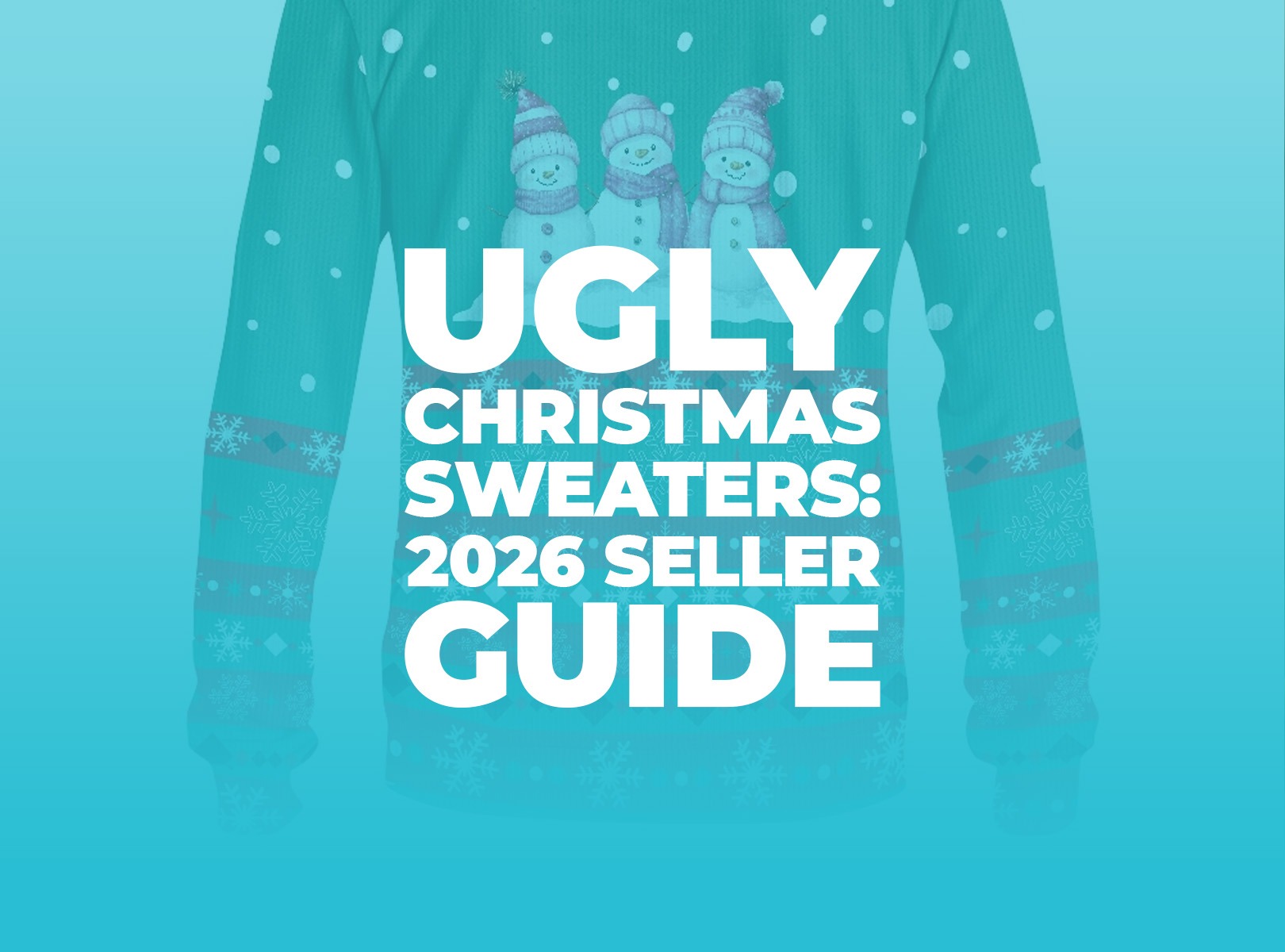 Flat lay of a custom all-over-print ugly Christmas sweater with holiday design for POD sellers