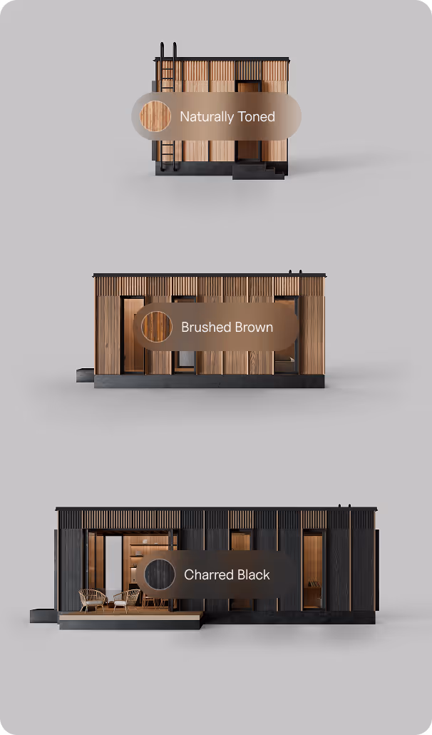 Naturally Toned, Brushed Brown and Charred Black cabins