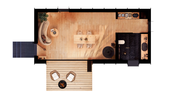 Floor plans of ELMNTL ADU studio. ADU builders in Colorado. Fully zoned and permitted, ready to be installed.