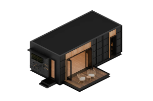 An image of an ELMNTL prefab ADU. This prefab adu in colorado comes fully complete and ready to install