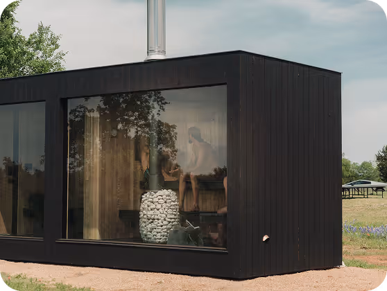 Commercial and residential outdoor modular saunas by ELMNTL