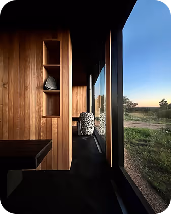 Commercial outdoor modular saunas by ELMNTL