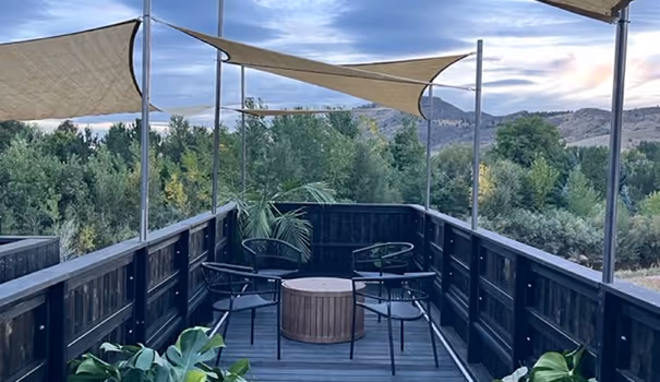 Rooftop deck in  ELMNTL outdoor modular saunas made in Colorado