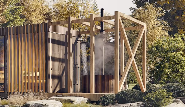 Custom stargazing capsule attachments in  ELMNTL modular saunas made in Colorado