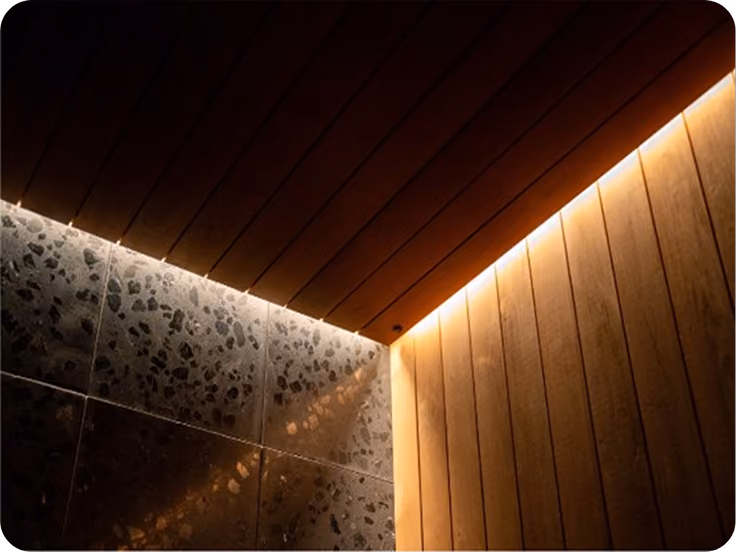 Circadian lighting in ELMNTL modular prefab hospitality cabins