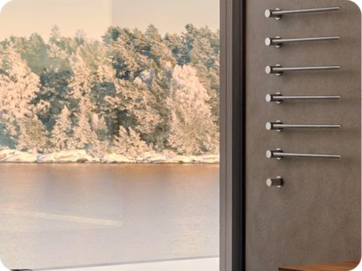 Hotel-grade towel warmer in ELMNTL modular prefab hospitality cabins