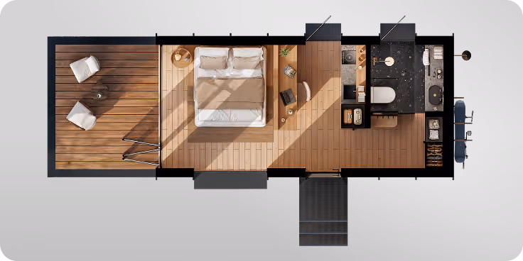 Floor plan of Shelter Origin King