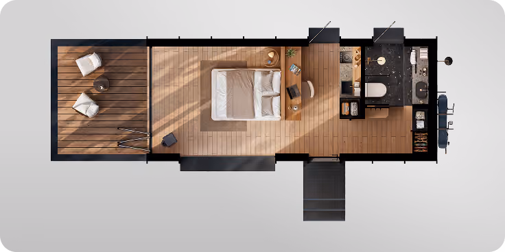 Floor plan of Shelter Origin+ Queen
