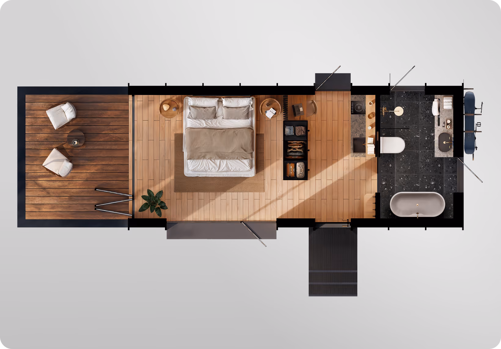 Floor plan of Shelter Origin+ King with bath