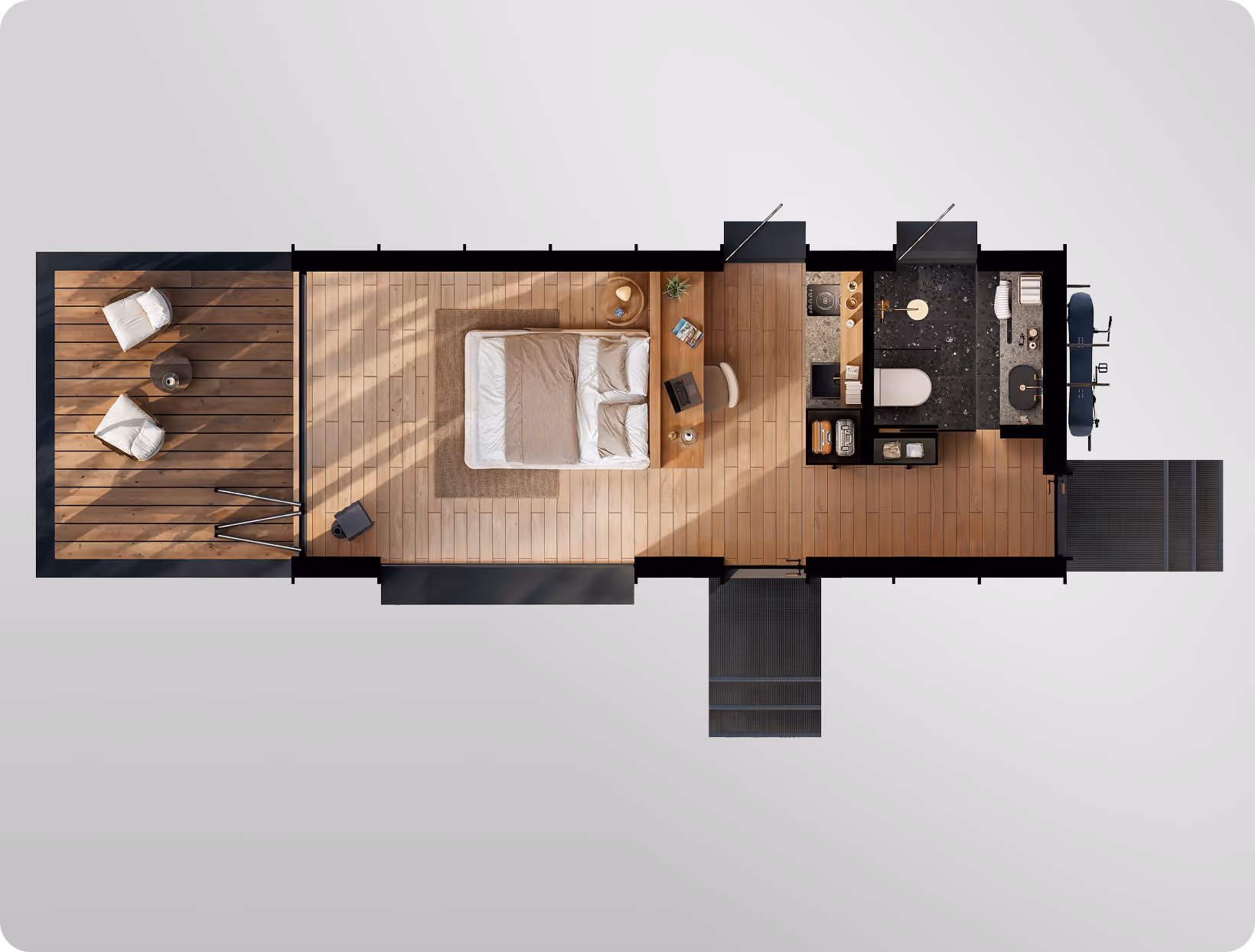 Floor plan of Shelter Origin+ side entry