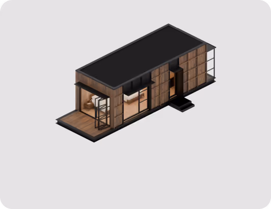 Shelter Together is a modern prefab, modular hotel suite.