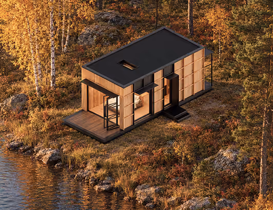 Shelter Origin ELMNTL prefab modular hospitality cabins