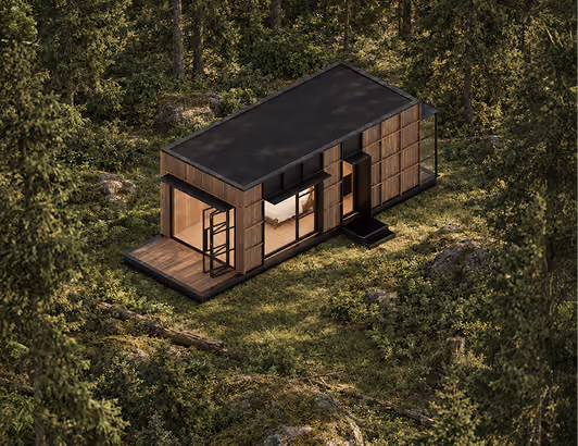 Shelter Origin+ ELMNTL prefab modular hospitality cabins