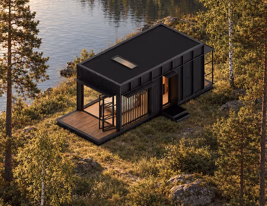Shelter Glass ELMNTL prefab modular hospitality cabins