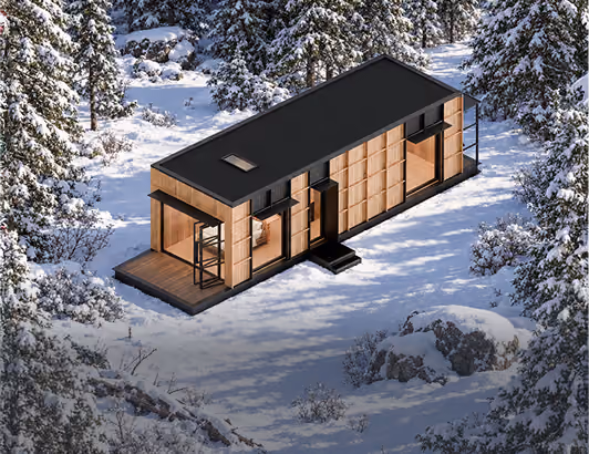 Shelter Together+ ELMNTL prefab modular hospitality cabins
