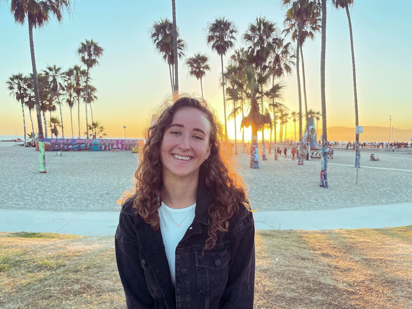 A woman smiling at Venice Beach