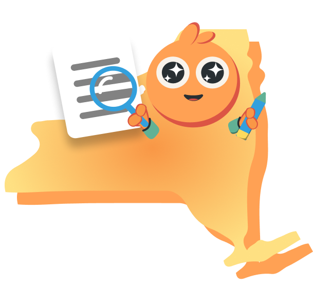 Texas state outline with Curipod mascot excited about test prep