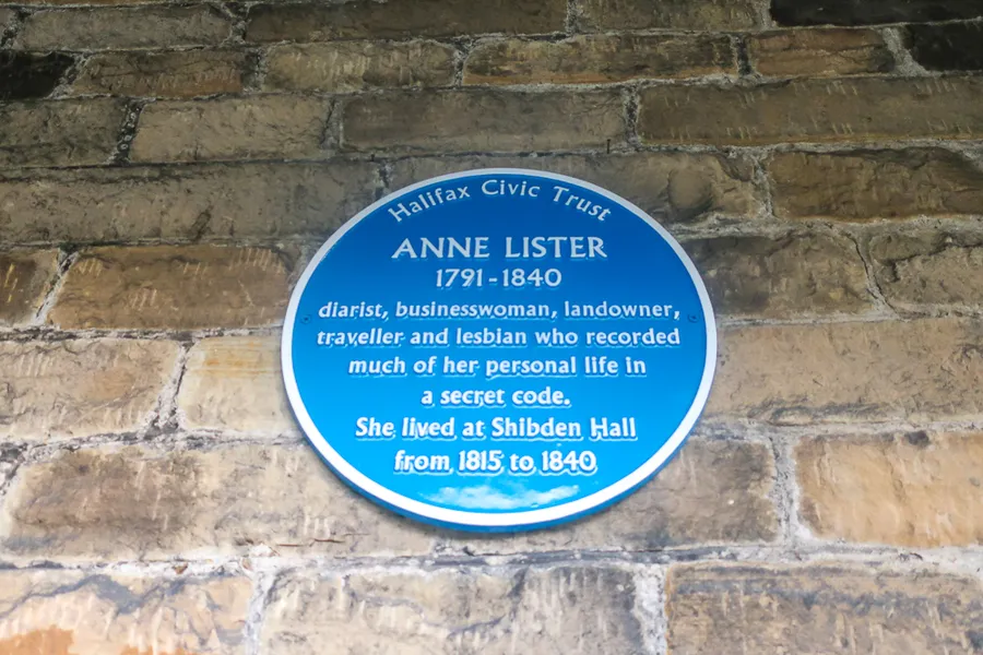 Current day plaque commemorating Anne on the walk of Shibden Hall